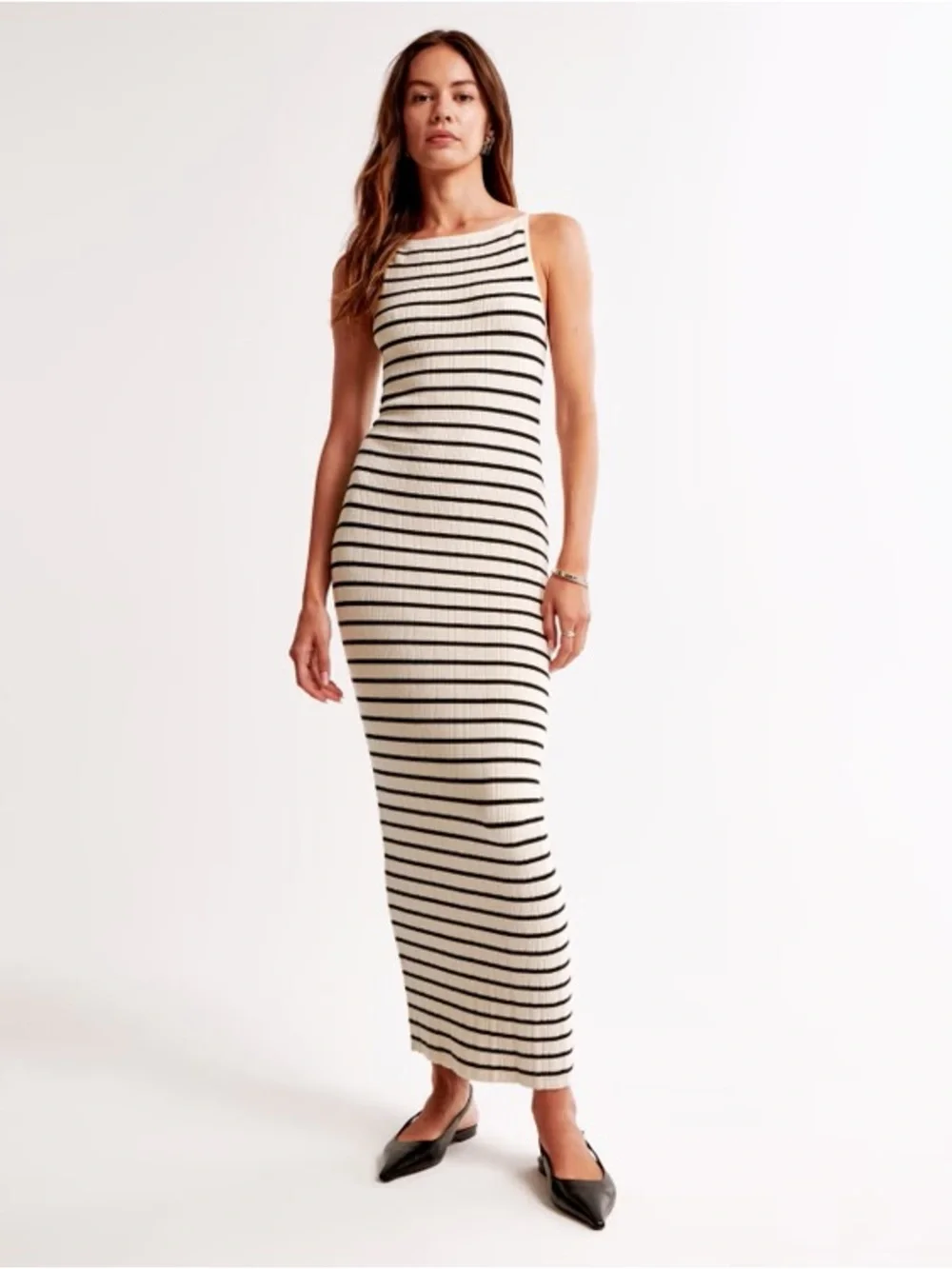Abercrombie & Fitch Striped High Neck Ribbed Maxi Dress, Size M, Great Condition